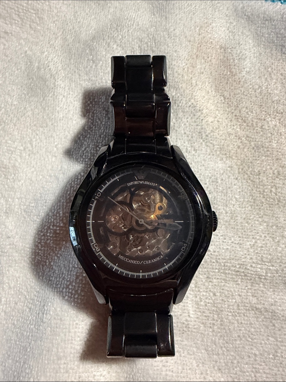 Emporio Armani Black Ceramic Skeleton Dial Men’s Watch